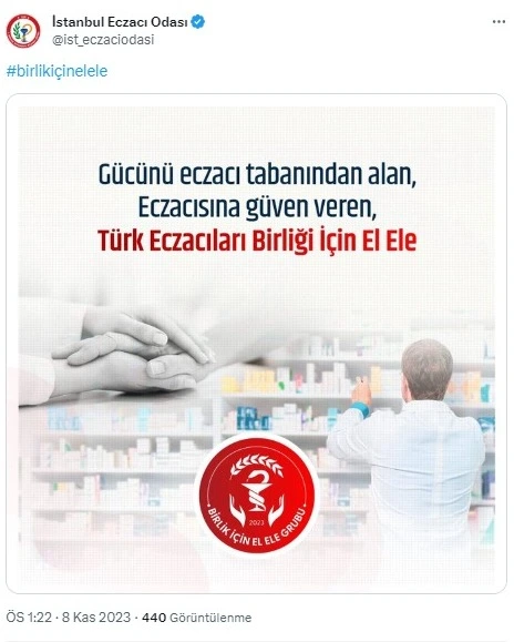 İstanbul Eczacı Odası'ndan Birlik İçin El Ele Grubu Paylaşımı